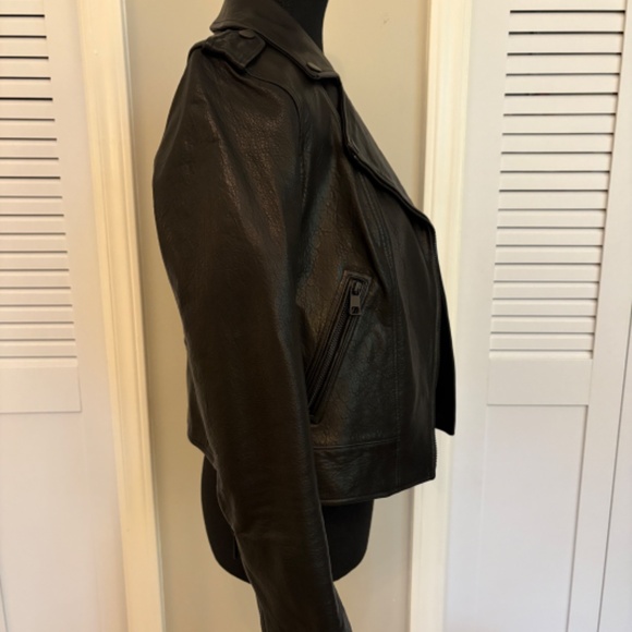 Banana Republic Black Lamb Leather Moto Jacket Small Pristine Condition - Picture 7 of 10